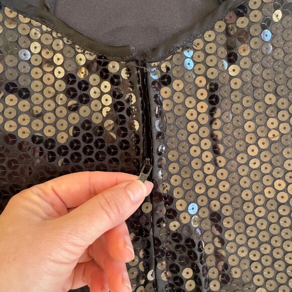 Vintage 90's LAUNDRY by Shelli Segal Black Sequin Slip Dress (Size 2) - Picture 3 of 8
